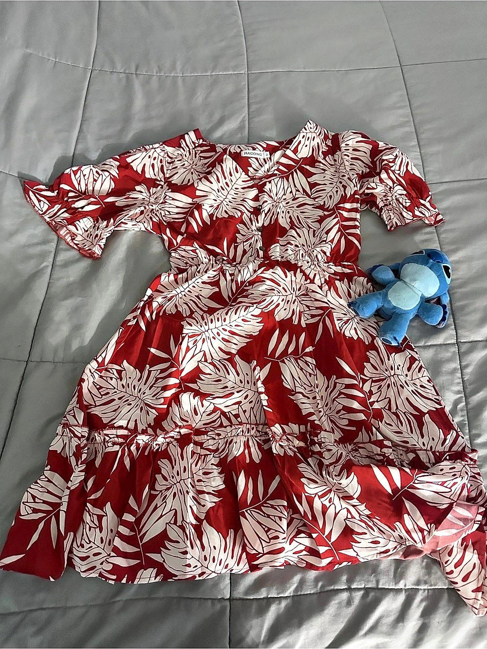 JiaGong Floral Casual Dress in Red & White Like New